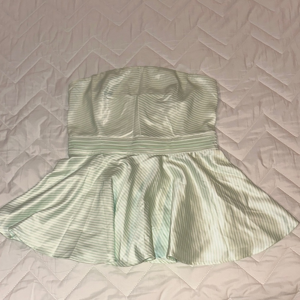 Striped Strapless Peplum Top
